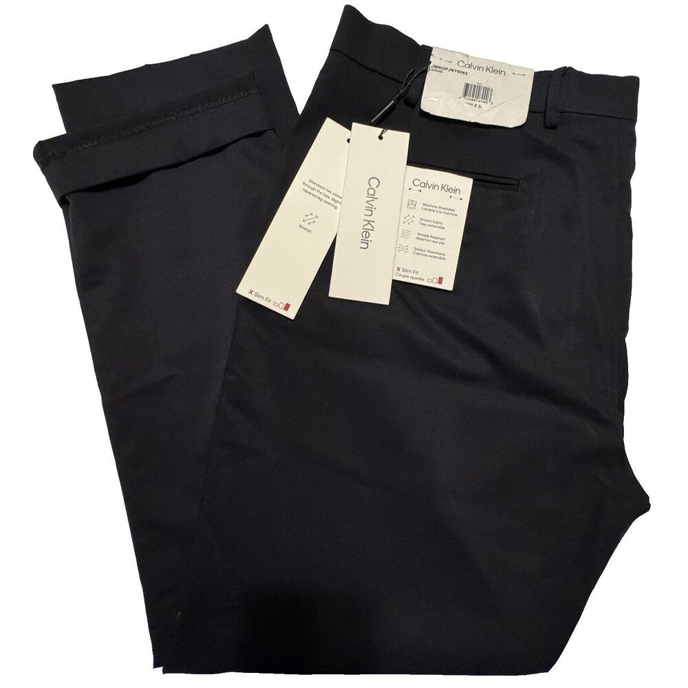 Calvin Klein Mens Size 38x30 Dress Pants Chinos Slim Fit Navy Blue Jerome New